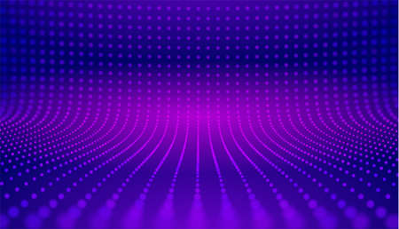 Purple particle scene in 3d style on purple background. Vector concept art. Abstract scene presentation. White background.のイラスト素材