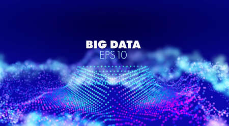 bigdata illustration on abstract background. Blue particles stream. Connection bigdata structure. Online computing technology. Modern design. Big data.のイラスト素材