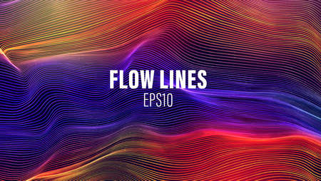 Flow lines vector array. Wave flow lines color abstract dune backgroundのイラスト素材