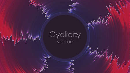 Concentric motion on light background. Vector abstract graphic design. Colorful neon light. Light...