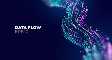 Futuristic wave, Futuristic data stream vector background. Data vortex stream technology. Cyberpunk funnel.のイラスト素材