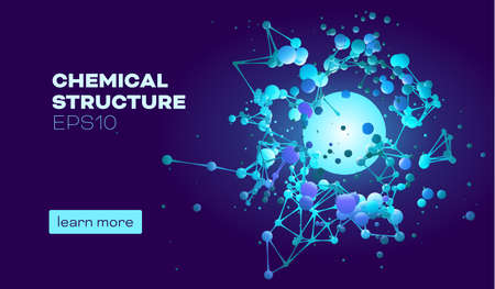 Chemical structure for medical design. Abstract color background. Scientific research. Molecular engineering vector concept. Molecular structure background. 3d vector.のイラスト素材