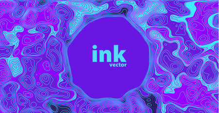 Vector ink mix in line art style on blue background. Trendy fluid cover design.のイラスト素材