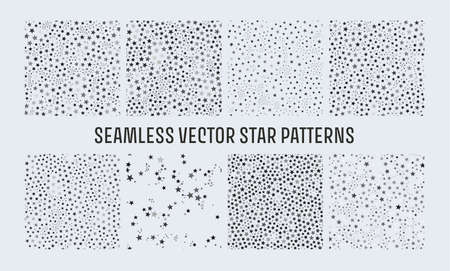 Trendy seamless vector star patterns set, great design for any purposes. Graphic modern pattern. Geometric art.のイラスト素材