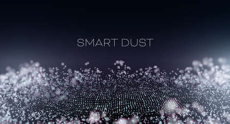 Smart dust abstract vector background. Particles with aberration and bokeh. Hitech technology wallpaperのイラスト素材
