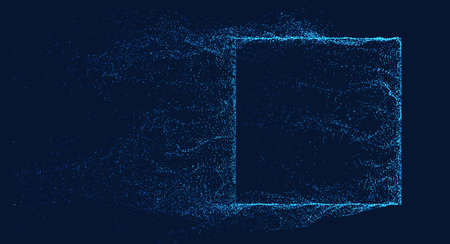 Square dissolve vector. Dust and sand wind flow. Futuristic frameのイラスト素材