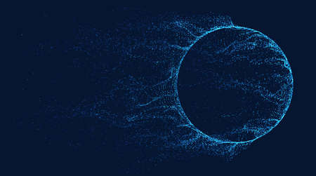 Sphere dissolve vector. Prominence. Dust and sand wind flow.のイラスト素材