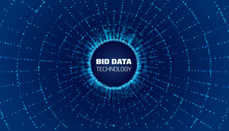 Bigdata circle network. Bigdata stream. Big data flow to holeのイラスト素材