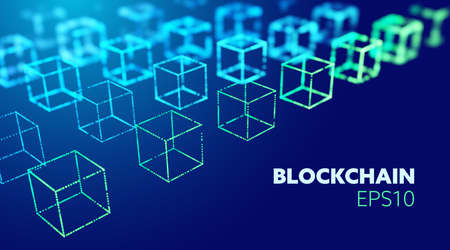 Blockchain vector abstract background. Virtual cryptocurrency bitcoin concept. IOT data networkのイラスト素材