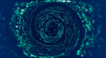 Data swirl abstract vector background. Ai spin vortex flow. Orbit warp speed.のイラスト素材