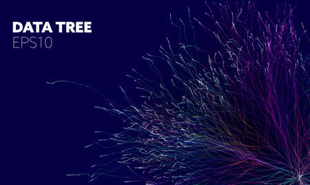 Digital science technology concept. Data tree root. Technology data tree fiberのイラスト素材