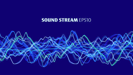 Sound wave. Abstract geometric sound equalizer background. Wave flow. Data chart. Big data analyticのイラスト素材