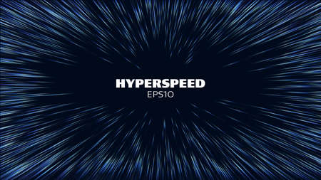 Hyperspeed vector background. Hyper speed hyperspace star travel. Warp speed light futuristic background.のイラスト素材
