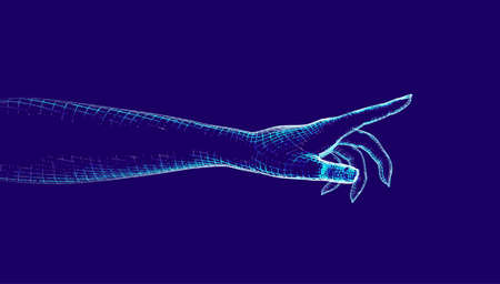 Digital hand stouch. Virtual reality hand finger touchのイラスト素材