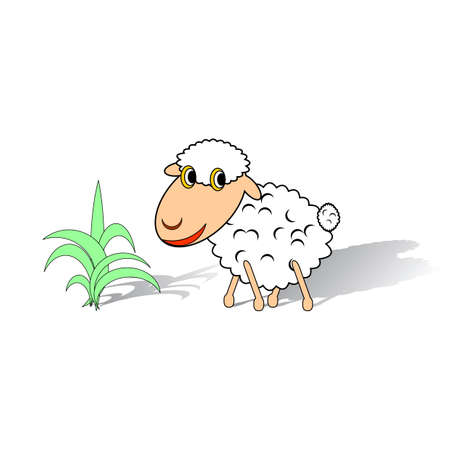 A funny sheep on a white background. Vector-art illustrationのイラスト素材