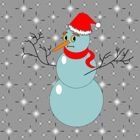A funny Christmas snowman. Vector-art illustrationのイラスト素材