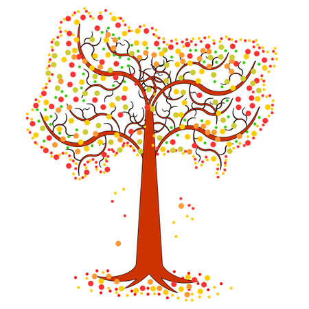 An autumn tree. Vector-art illustration isolated on a white backgroundのイラスト素材