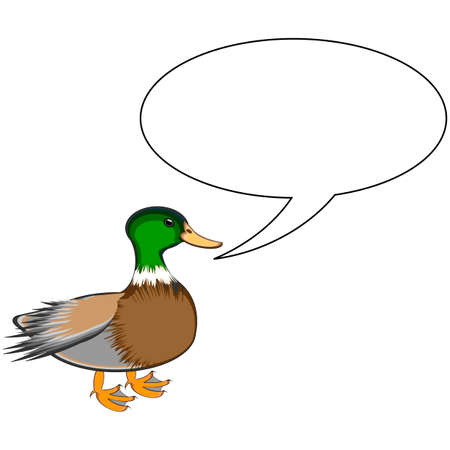 A funny cute duck with a talking bubble. のイラスト素材