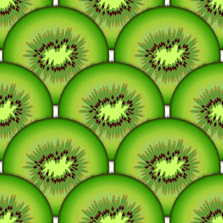 Sliced kiwi fruit. Design seamless colorful pattern. Vector artのイラスト素材