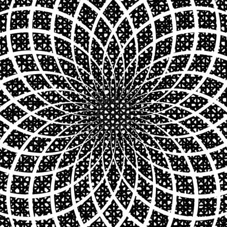 Design monochrome circular spiral background. Splinter textured grid backdrop. Vector-art illustrationのイラスト素材