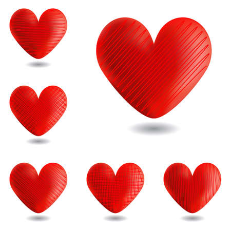 Set of design heart icons for Valentine's Day and wedding. Vector-art illustration isolated on a white backgroundのイラスト素材