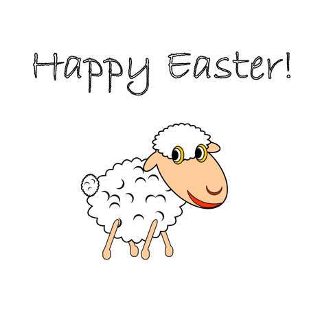 A funny cartoon Easter sheep. Design Easter card. のイラスト素材