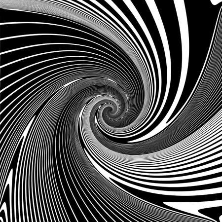 Design monochrome helix movement illusion background. Abstract strip lines warped backdrop. Vector-art illustrationのイラスト素材