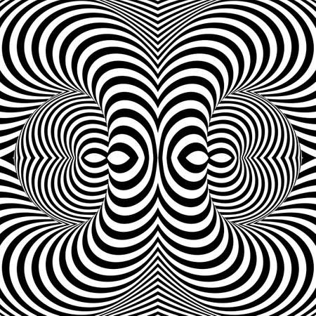 Design monochrome whirl movement illusion background. Abstract stripe torsion backdrop. Vector-art illustrationのイラスト素材