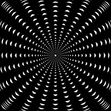 Monochrome abstract perspective funnel movement backdrop in op art design. Vector-art illustrationのイラスト素材