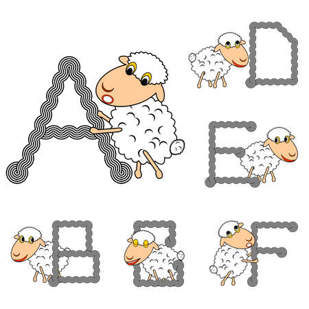 Design ABC with funny cartoon sheep. のイラスト素材
