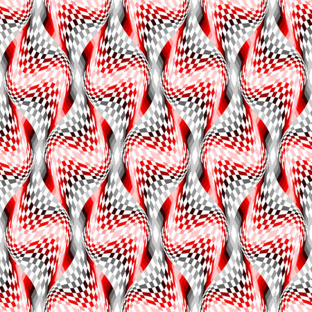 Design seamless colorful mosaic checked pattern. Abstract warped textured background. Vector artのイラスト素材