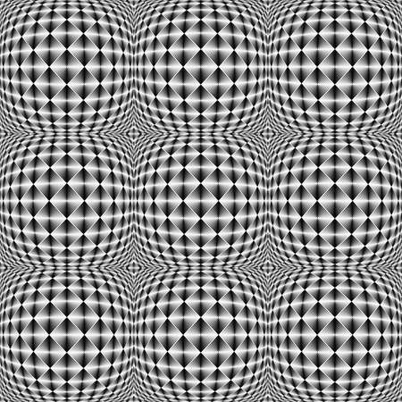 Design seamless warped square trellised pattern. Abstract geometric monochrome background. Vector artのイラスト素材