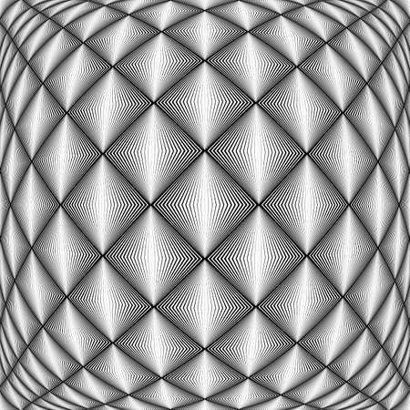Design seamless diamond trellised pattern. Abstract geometric monochrome background. Convex texture. Vector art. No gradientのイラスト素材