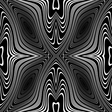 Design monochrome whirl movement background. Abstract stripy warped twisted backdrop. Vector-art illustration. No gradientのイラスト素材