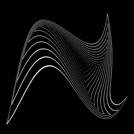 Design monochrome triangle movement illusion background. Abstract striped distortion geometric backdrop. Vector-art illustration. No gradientのイラスト素材