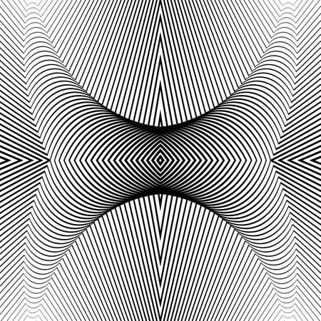 Design convex textured background. Abstract lines distortion backdrop. Vector-art illustration. No gradientのイラスト素材
