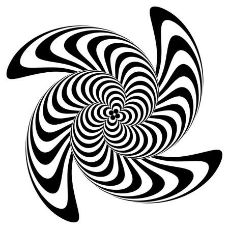 Design monochrome whirlpool movement illusion background. Abstract striped distortion backdrop. Vector-art illustrationのイラスト素材
