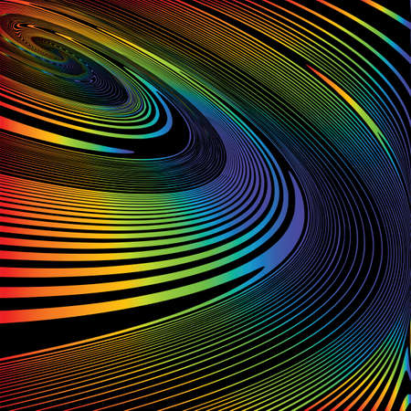 Design colorful helix movement illusion background. Abstract strip lines warped backdrop. Vector-art illustrationのイラスト素材