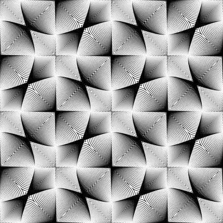 Design seamless monochrome geometric pattern. Abstract interlacing textured background. Vector art. No gradientのイラスト素材