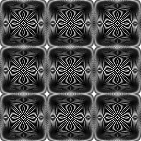 Design seamless monochrome ellipse background. Abstract stripe torsion texture. Vector art. No gradientのイラスト素材