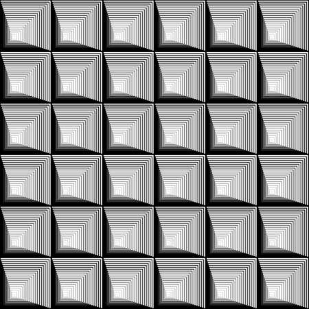 Design seamless monochrome square geometric pattern. Abstract striped textured background. Vector art. No gradientのイラスト素材