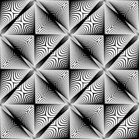Design seamless diamond geometric pattern. Abstract monochrome lines background. Vector art. No gradientのイラスト素材