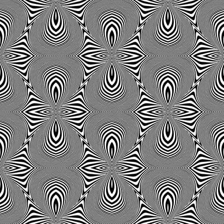Design seamless monochrome illusion background. Abstract striped torsion patternのイラスト素材