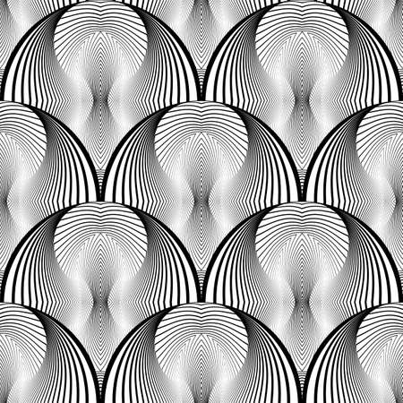 Design seamless monochrome decorative pattern. Abstract geometric background. Vector art. No gradientのイラスト素材