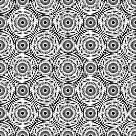 Design seamless monochrome ellipse background. Abstract strip geometric pattern. Vector art. No gradientのイラスト素材