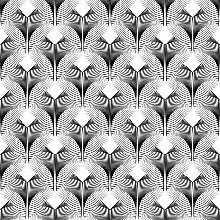 Design seamless monochrome decorative pattern. Abstract lines textured background. Vector art. No gradientのイラスト素材