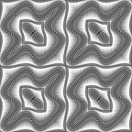 Design seamless monochrome waving pattern. Abstract textured background. Vector art. No gradientのイラスト素材