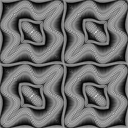 Design seamless monochrome waving pattern. Abstract textured background. Vector art. No gradientのイラスト素材