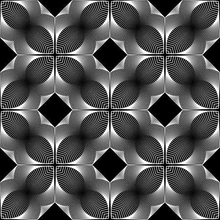 Design seamless monochrome decorative pattern. Abstract lines textured background. Vector art. No gradientのイラスト素材