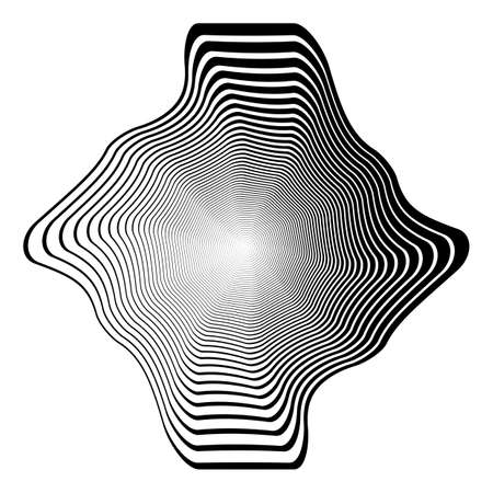 Design monochrome illusion background. Abstract stripe torsion backdrop. Vector-art illustration. No gradientのイラスト素材